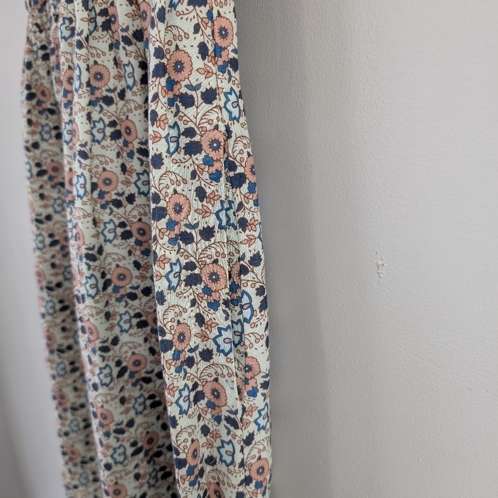 Othilia Dress Womens XS Blue Pink Floral Titania Flounced Maxi Cottage Peasant  - Picture 3 of 10